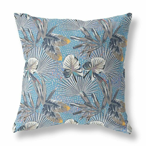 Homeroots 18 in. Tropical Indoor & Outdoor Throw Pillow Gray & Blue 414264